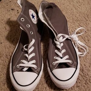 Grey and white high top Converse